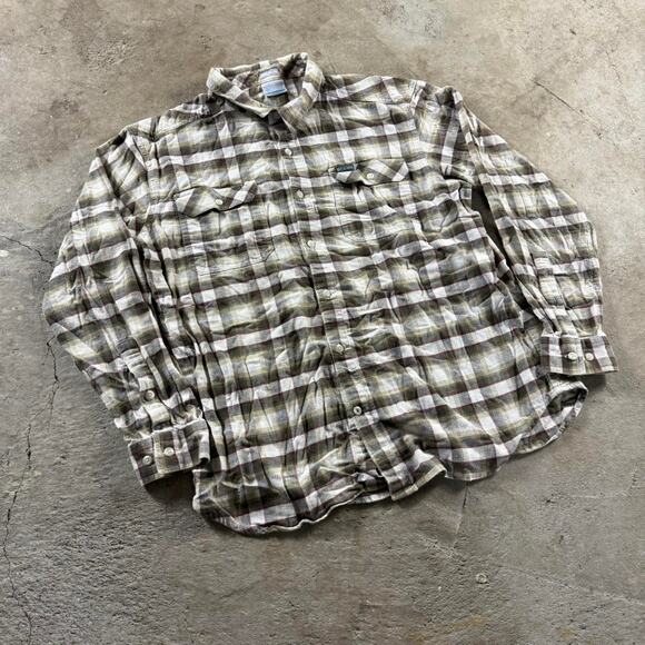 Plaid Earth Tone Columbia Button Down Longsleeve Shirt - Picture 3 of 8